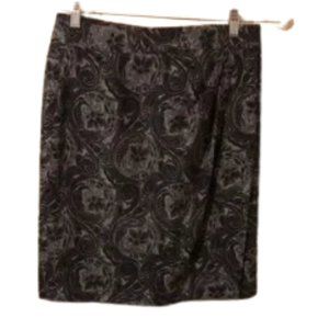 Talbots women’s black and gray paisley wool blend wrap skirt size 4